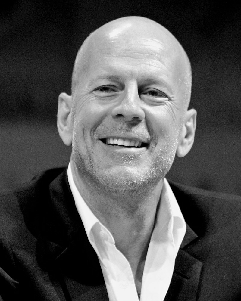 Portrait de Bruce Willis en noir et blanc